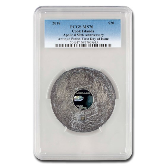 2018 Cook Island 3 oz Meteorites The Moon Apollo 8 MS-70 PCGS 2018 Cook Island 3 oz Meteorites The Moon Apollo 8 MS-70 PCGS
