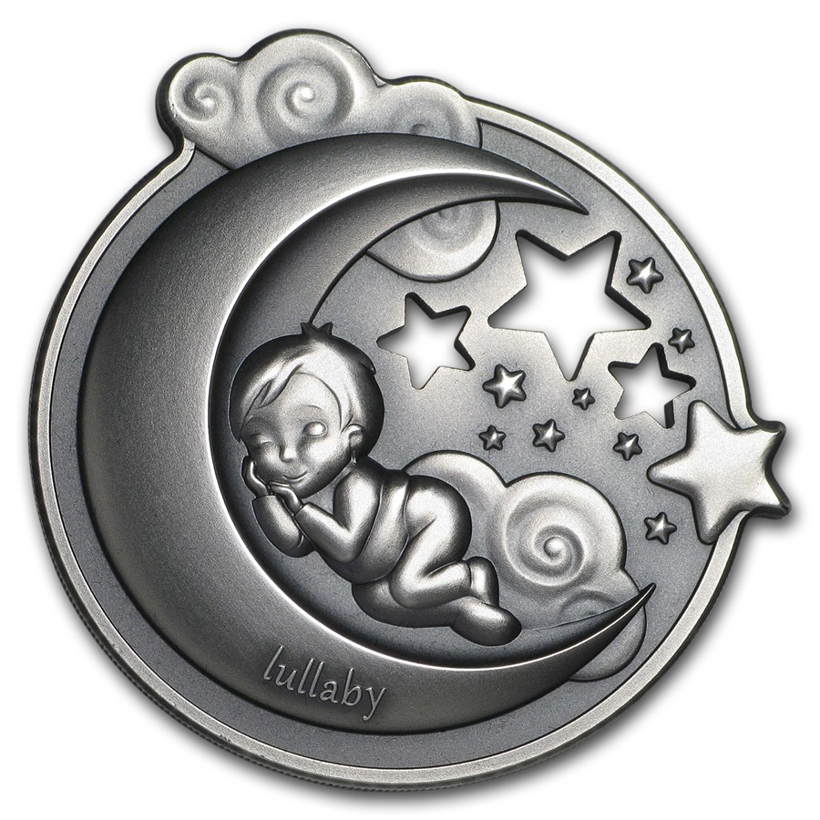 2018 Cook Islands 1 oz Antique Silver Lullaby Dreaming Boy
