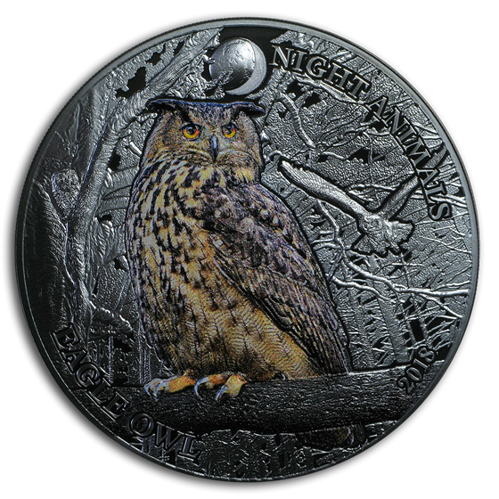 2018 Cook Islands 1 oz Silver Eagle Owl Black Proof 2018 Cook Islands 1 oz Silver Eagle Owl Black Proof