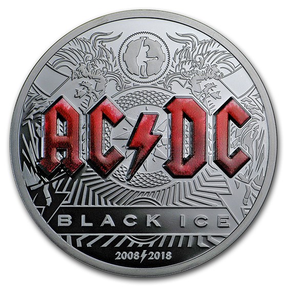 2018 Cook Islands 2 oz Silver AC/DC Black Ice Proof 2018 Cook Islands 2 oz Silver AC/DC Black Ice Proof