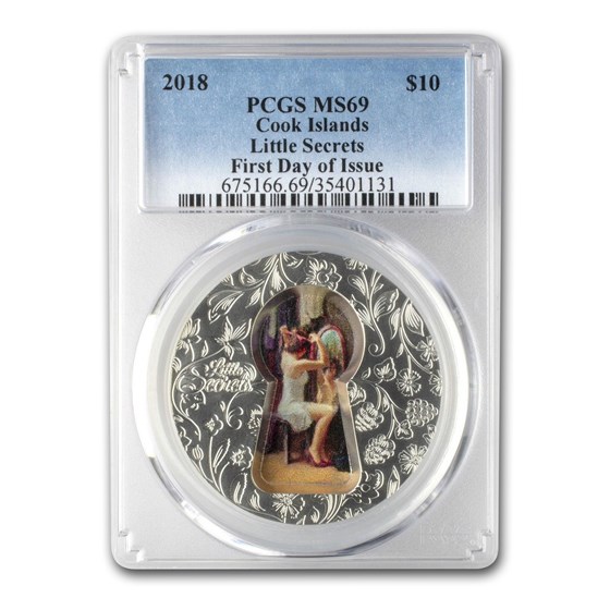 2018 Cook Islands 2 oz Silver Little Secrets Key Hole MS-69 PCGS 2018 Cook Islands 2 oz Silver Little Secrets Key Hole MS-69 PCGS