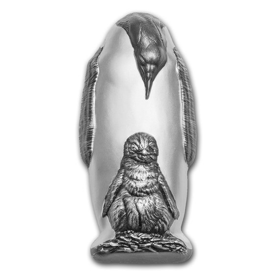 2018 Cook Islands 88 gram Silver Antique Finish Emperor Penguin 2018 Cook Islands 88 gram Silver Antique Finish Emperor Penguin