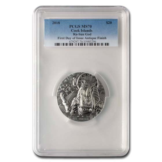 2018 Cook Islands Antique Gods of the World Ra Sun MS-70 PCGS