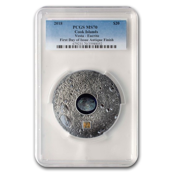 2018 Cook Islands Silver Meteorites Vesta: Eucrite MS-70 PCGS 2018 Cook Islands Silver Meteorites Vesta: Eucrite MS-70 PCGS