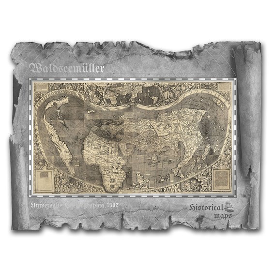 2018 Cook Islands Waldseemuller Historical Maps Foil Silver Note 2018 Cook Islands Waldseemuller Historical Maps Foil Silver Note