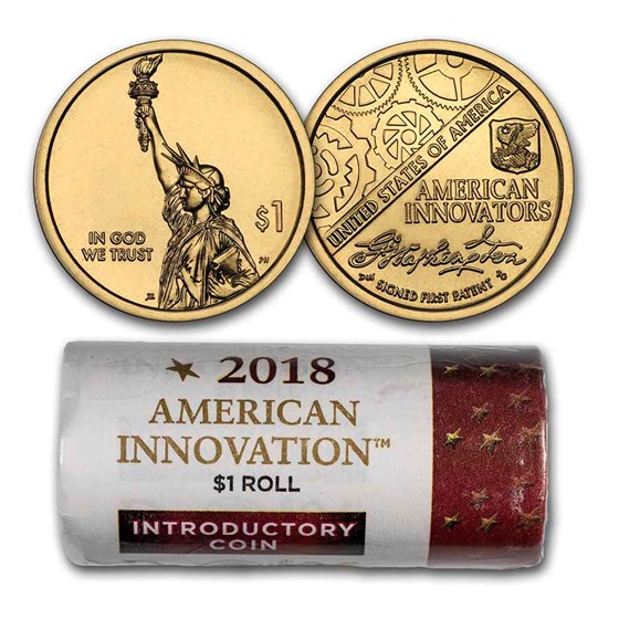2018-D American Innovation $1 - First Signed Patent ($25 Roll) BU 2018-D American Innovation $1 - First Signed Patent ($25 Roll) BU