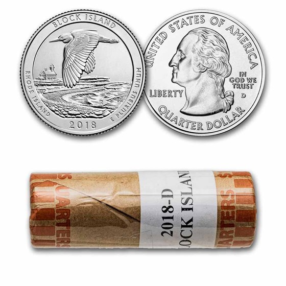 2018-D ATB Quarter Block Island Wildlife Refuge BU 40-Coin Roll 2018-D ATB Quarter Block Island Wildlife Refuge BU 40-Coin Roll