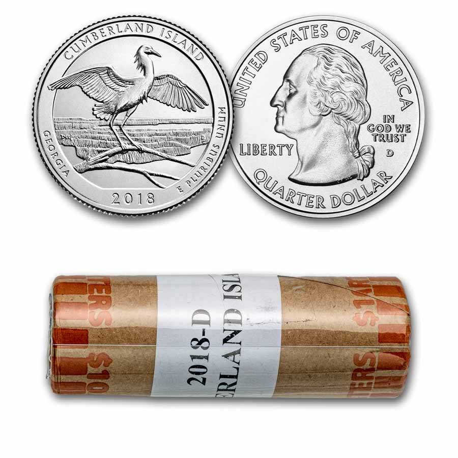 2018-D ATB Quarter Cumberland Island Seashore BU 40-Coin Roll