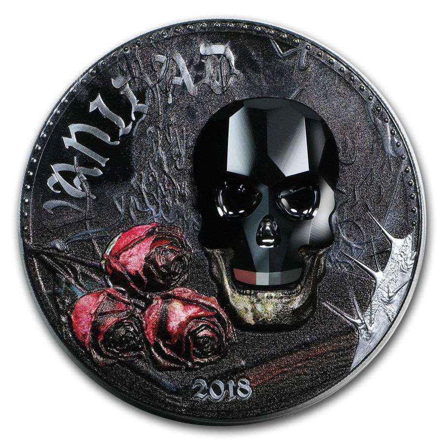 2018 Equatorial Guinea 1 oz Silver Crystal Skull (Vanidad)