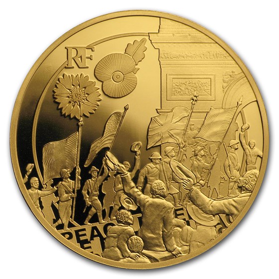 2018 France 1/4 oz Proof Gold €50 Great War (Peoples' Jubilation) 2018 France 1/4 oz Proof Gold €50 Great War (Peoples' Jubilation)