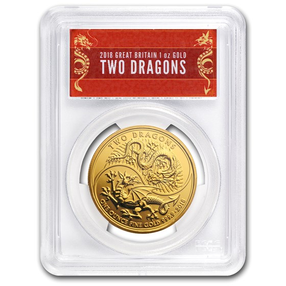 2018 GB 1 oz Gold Two Dragons MS-69 PCGS (FS, Dragon Label) 2018 GB 1 oz Gold Two Dragons MS-69 PCGS (FS, Dragon Label)