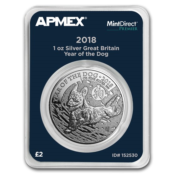 2018 GB 1 oz Silver Year of the Dog (MintDirect® Premier Single) 2018 GB 1 oz Silver Year of the Dog (MintDirect® Premier Single)