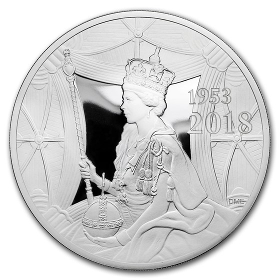 2018 GB £10 Proof 5 oz Silver Queen's Sapphire Coronation 2018 GB £10 Proof 5 oz Silver Queen's Sapphire Coronation