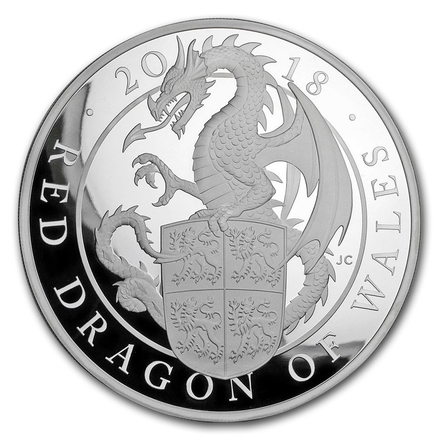 2018 GB Proof 1 kilo Silver Queen's Beasts Dragon (w/Box & COA)