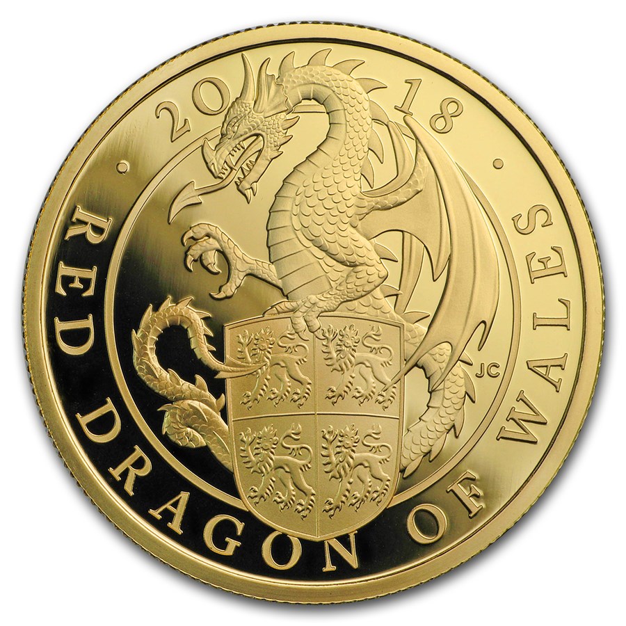 2018 GB Proof 1 oz Gold Queen's Beasts Dragon (w/Box & COA)