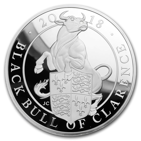 2018 GB Proof 10 oz Silver Queen's Beasts Bull (Box & COA)