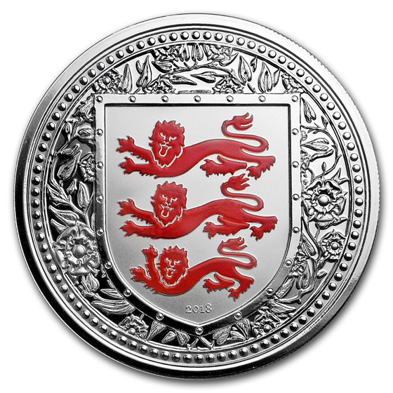 2018 Gibraltar 1 oz Silver Royal Arms of England Proof (Red)