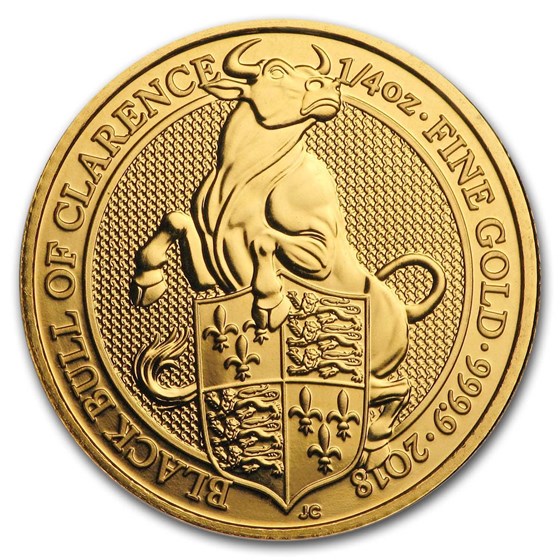 2018 Great Britain 1/4 oz Gold Queen's Beasts The Bull 2018 Great Britain 1/4 oz Gold Queen's Beasts The Bull