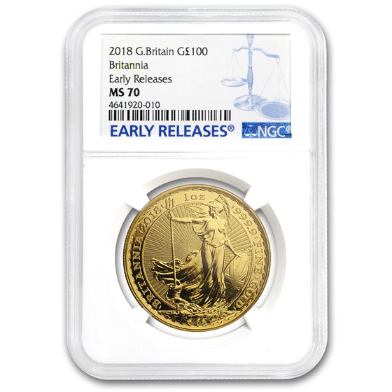 2018 Great Britain 1 oz Gold Britannia MS-70 NGC ER 2018 Great Britain 1 oz Gold Britannia MS-70 NGC ER