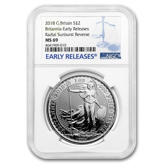 2018 Great Britain 1 oz Silver Britannia MS-69 NGC ER 2018 Great Britain 1 oz Silver Britannia MS-69 NGC ER