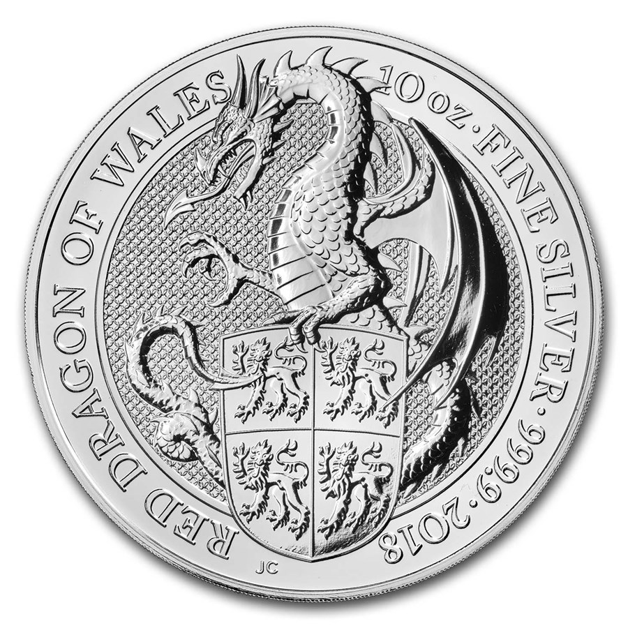 2018 Great Britain 10 oz Silver Queen's Beasts The Dragon