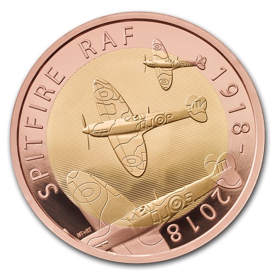 2018 Great Britain £2 Proof Gold Royal Air Force (Spitfire)