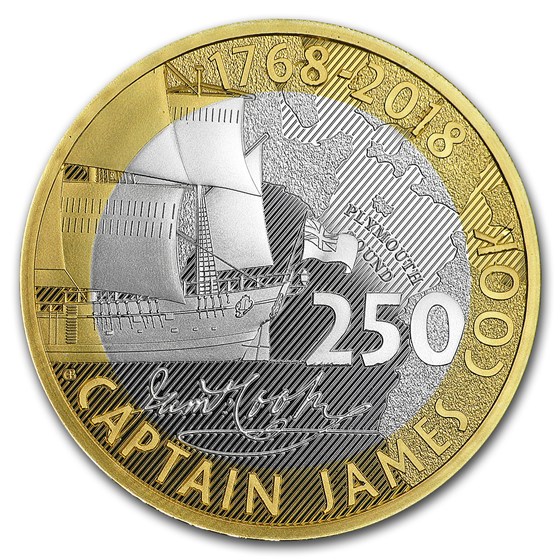 2018 Great Britain £2 Silver Captain Cook (w/Box) 2018 Great Britain £2 Silver Captain Cook (w/Box)