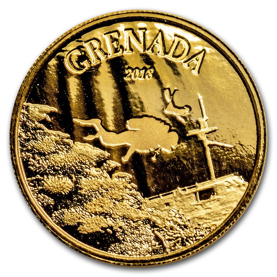 2018 Grenada 1 oz Gold Diving Paradise BU