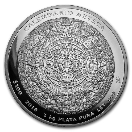 2018 Mexico 1 kilo Silver Aztec Calendar (w/Box & COA) 2018 Mexico 1 kilo Silver Aztec Calendar (w/Box & COA)