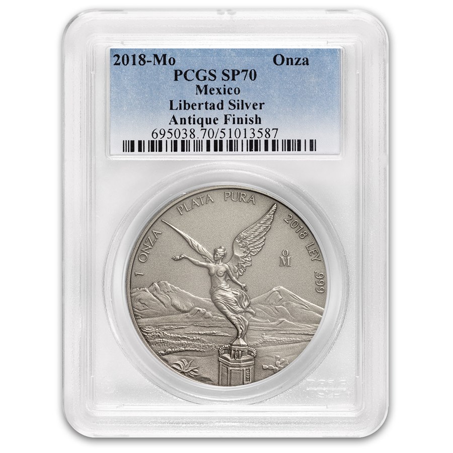 2018 Mexico 1 oz Silver Libertad Antiqued Finish MS-70 PCGS