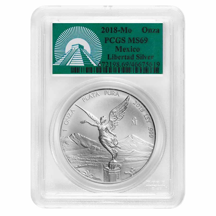 2018 Mexico 1 oz Silver Libertad MS-69 PCGS (Green Label)