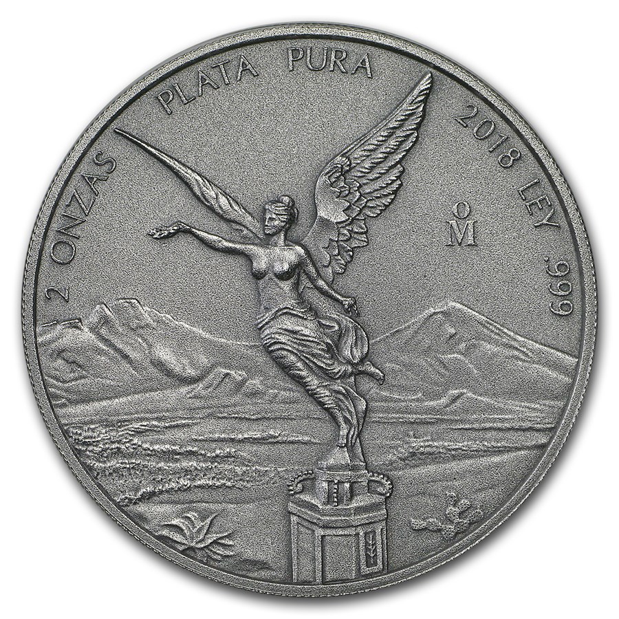 2018 Mexico 2 oz Silver Libertad Antiqued Finish (In Capsule)