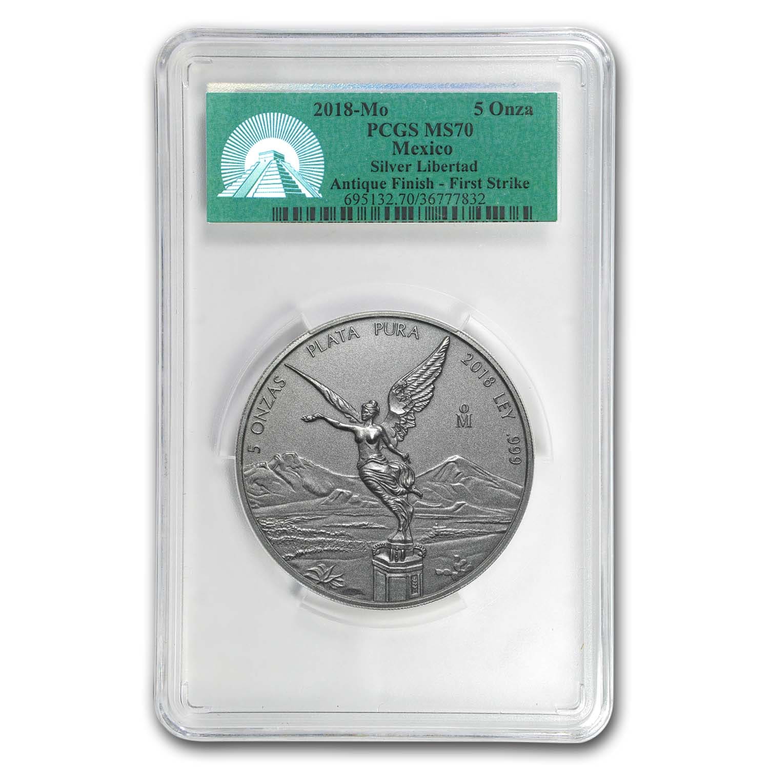 Buy 2018 Mexican 5 oz Silver Libertad Antiqued Finish MS-70 PCGS