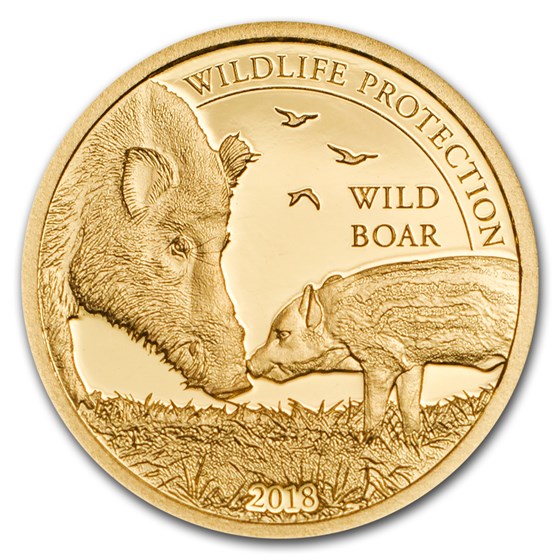 2018 Mongolia 1/2 gram Proof Gold Wildlife Protection Wild Boar 2018 Mongolia 1/2 gram Proof Gold Wildlife Protection Wild Boar
