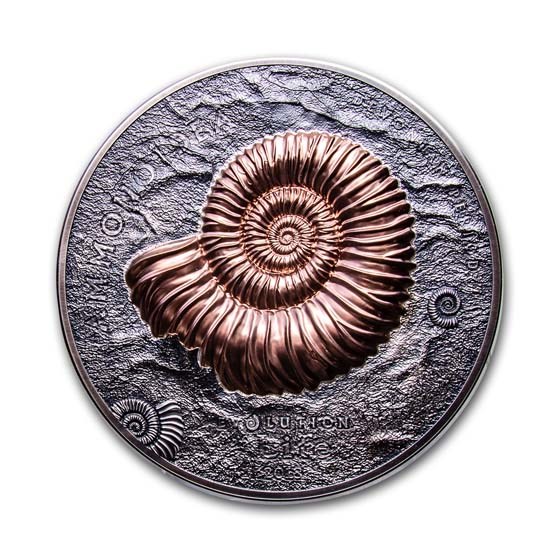 2018 Mongolia 1 kilo Silver 20,000 Togrog Ammonite Antique Finish