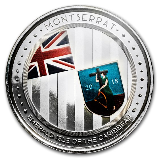 2018 Montserrat 1 oz Ag Emerald Isle of the Caribbean (Colorized)