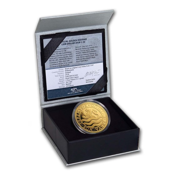 2018 Netherlands 1 oz Gold Proof Lion Dollar Restrike 2018 Netherlands 1 oz Gold Proof Lion Dollar Restrike