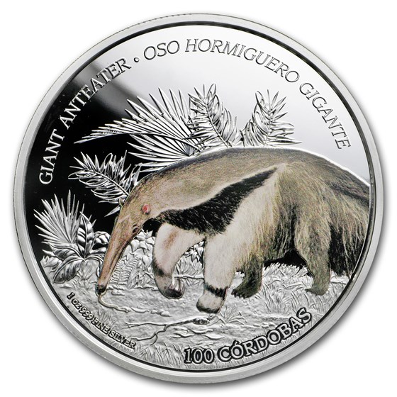 2018 Nicaragua 1 oz Silver 100 Córdobas Wildlife: Anteater 2018 Nicaragua 1 oz Silver 100 Córdobas Wildlife: Anteater