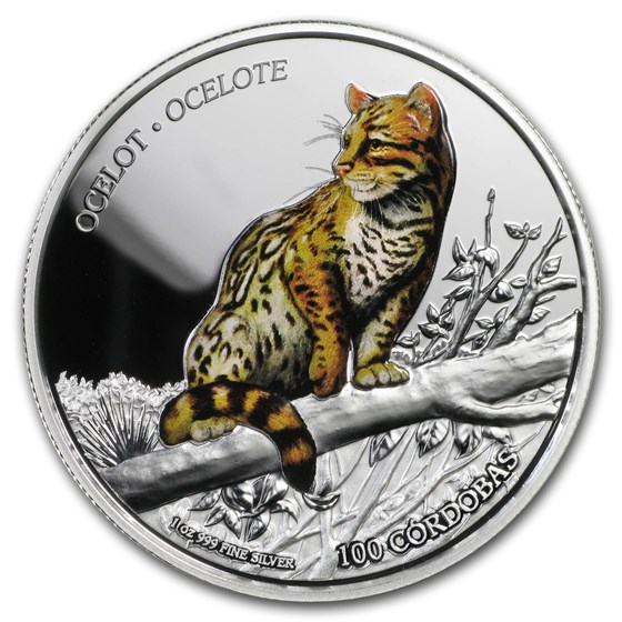 2018 Nicaragua 1 oz Silver 100 Córdobas Wildlife: Ocelot 2018 Nicaragua 1 oz Silver 100 Córdobas Wildlife: Ocelot