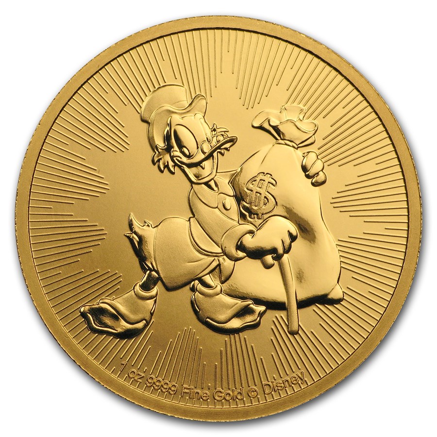 2018 Niue 1 oz Gold $250 Disney Scrooge McDuck BU