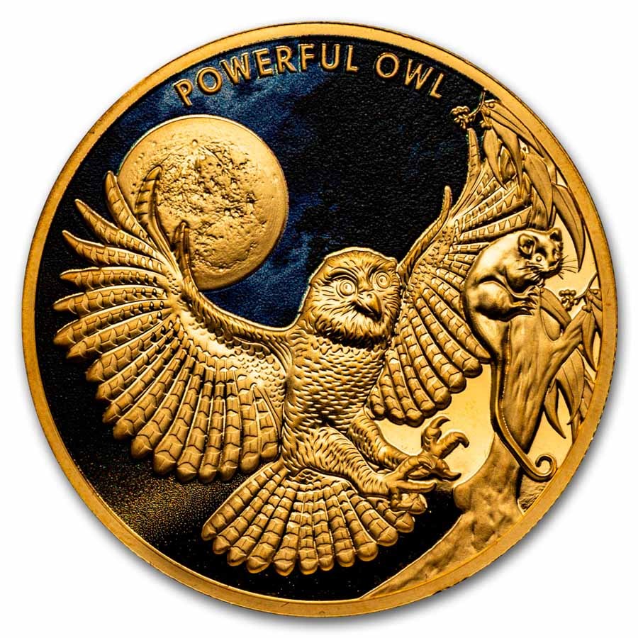 2018 Niue 1 oz PF Gold Powerful Owl Endangered & Extinct (NO COA)