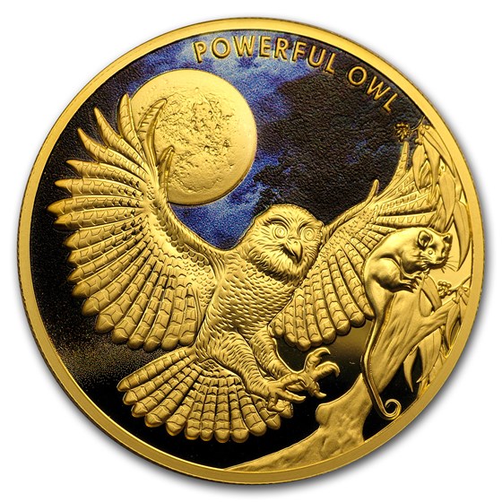 2018 Niue 1 oz Proof Gold Powerful Owl Endangered & Extinct 2018 Niue 1 oz Proof Gold Powerful Owl Endangered & Extinct