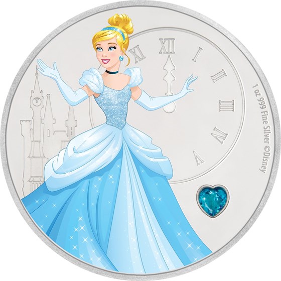 2018 Niue 1 oz Silver $2 Disney Princess Cinderella w/Gemstone 2018 Niue 1 oz Silver $2 Disney Princess Cinderella w/Gemstone