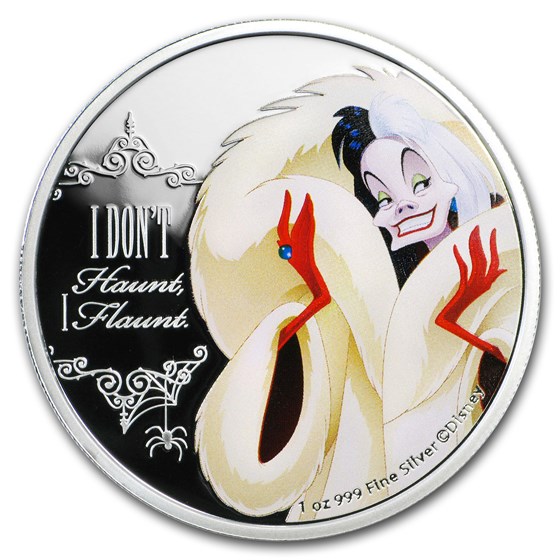 2018 Niue 1 oz Silver $2 Disney Villains Cruella De Vil 2018 Niue 1 oz Silver $2 Disney Villains Cruella De Vil