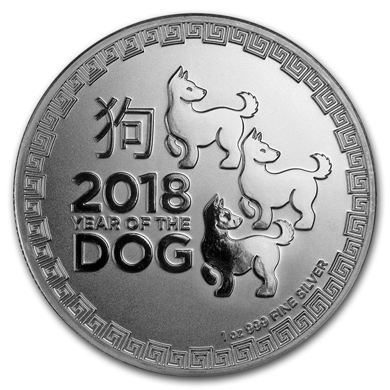 2018 Niue 1 oz Silver $2 Lunar Year of the Dog BU