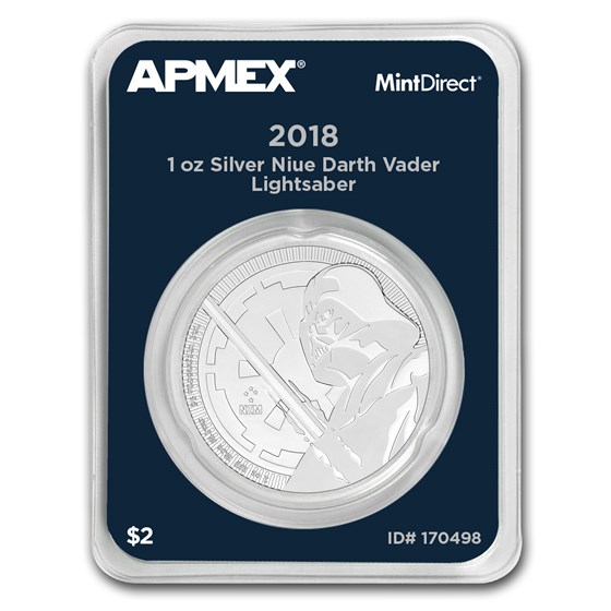 2018 Niue 1 oz Silver Darth Vader Lightsaber (MintDirect® Single) 2018 Niue 1 oz Silver Darth Vader Lightsaber (MintDirect® Single)