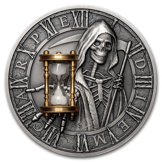 2018 Niue 2 oz Silver Antique Carpe Diem Grim Reaper 2018 Niue 2 oz Silver Antique Carpe Diem Grim Reaper