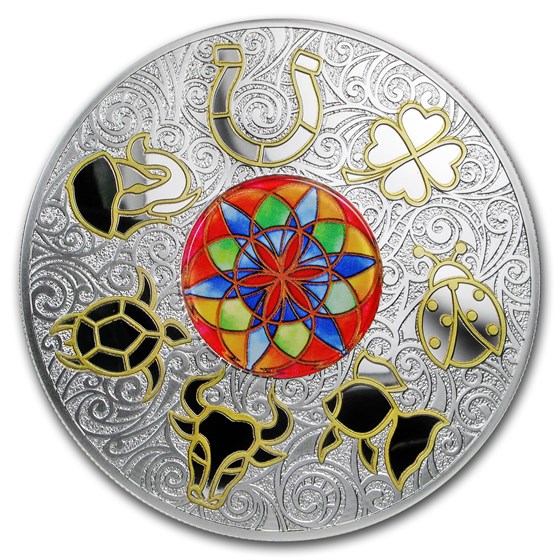 2018 Niue 250 grams Silver Lucky Seven Symbols of Good Luck 2018 Niue 250 grams Silver Lucky Seven Symbols of Good Luck