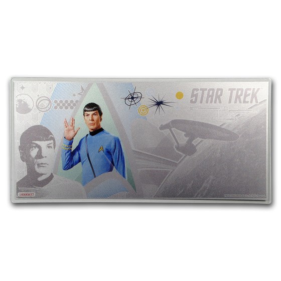 2018 Niue 5 gram Silver $1 Note Star Trek Commander Spock 2018 Niue 5 gram Silver $1 Note Star Trek Commander Spock