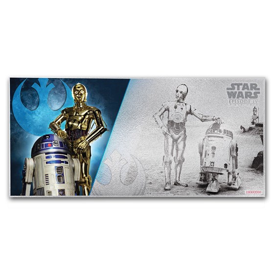 2018 Niue 5 gram Silver $1 Note Star Wars R2-D2 and C-3PO 2018 Niue 5 gram Silver $1 Note Star Wars R2-D2 and C-3PO